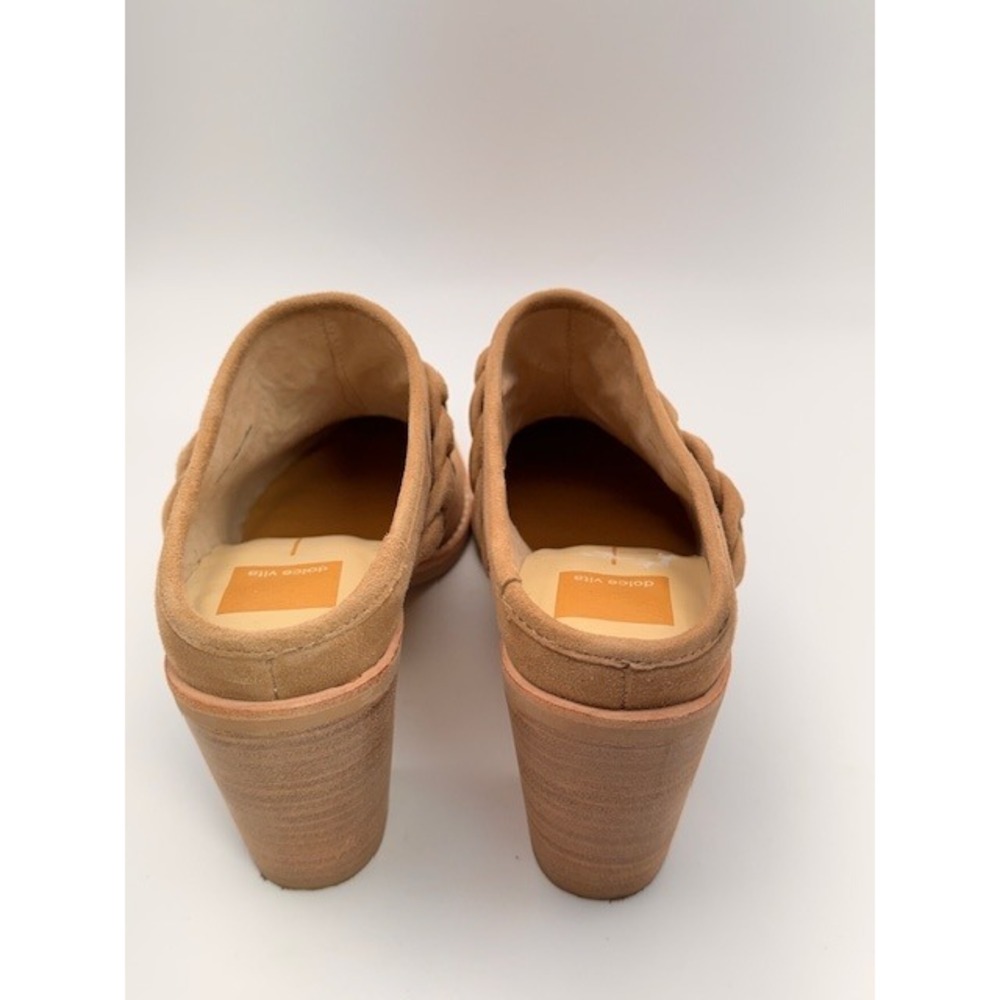 Dolce Vita Tan Suede Braided Block Heel Mules Pointed Toe Slip On Shoes Size 6.5 - Picture 5 of 13
